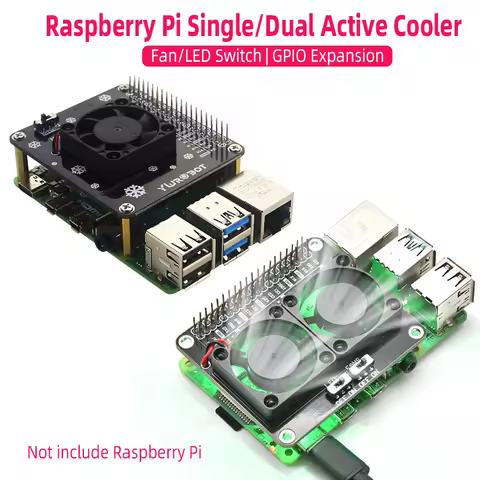 Raspberry Pi 4 Model B GPIO Extenstion Board Switch Cooling Fan HAT with Blue LED Single Dual Fan fo