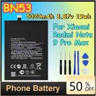 BN53 5020mAh 3.87v 19wh Battery for Xiaomi Redmi Note 9 Pro Max Phone Battery + Free Tools