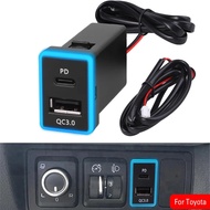 USB C Car Charger PD QC3.0 Dual USB Fast Charger Socket 12V Phone Charge Power Adapter Outlet For Toyota ZW