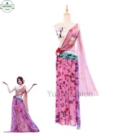 Zhao Lusi Bangkok Concert Inspired Cosplay - Pink Floral Skirt & Headwear Set, Ethnic Style