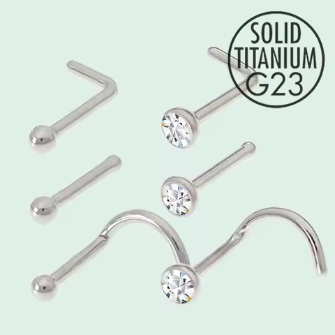 5Pcs/set G23 Implant Grade Titanium Nose Studs Piercing Rings for Women Men Nostril Stud Jewelry All