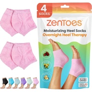 ZenToes Moisturizing Heel Socks - Vitamin E, Olive Oil & Jojoba Oil | Fuzzy Pink Regular Size