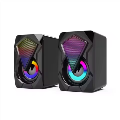 New X2 Computer Speaker, Illuminated Desktop Laptop, Multimedia Mini Wired RGB Speaker
