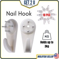 Paku Penyangkut Perhiasan Sangkut Hiasan Dinding Nail Hook 3KG Strong Wall Hook Mount 4 Nails Mirror