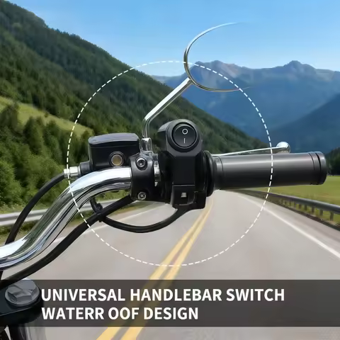 Motorcycle Headlight ON/OFF Switch - 2-Wire 12V Black Aluminum Alloy Waterproof For Scooter ATV