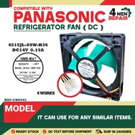 (11.3CM) COMPATIBLE WITH PANASONIC REFRIGERATOR FAN 4 WIRES 4515JL-09W-B36 DC14V 0.15A