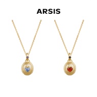 ARSIS Secret Garden Summer Heart Pendant Necklace Moonstone Gold/Silver Toggle Necklace - Lover