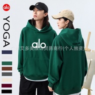 AloYoga 500g Heavy Fleece Lining Dropped Shoulder Sweatshirt Pullover Hooded Loose Street Wear Lamb 