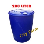 200 Liter Tong plastik Drum Plastik Biru TERPAKAI  Plastic Blue Drum USED City Farm