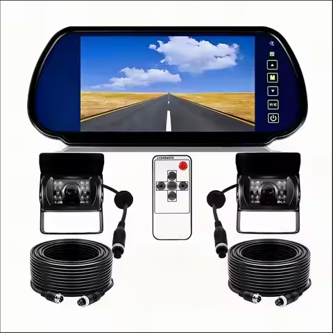 iPoster 7 Inch Car Rear View Mirror Monitor Clip 4PIN 2x Rear View Reversing Backup Cameras Heavy Du