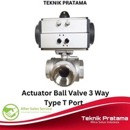 Mantab Actuator Ball Valve 3 Way Type T Port Double Acting Size 3/ 4 Inch