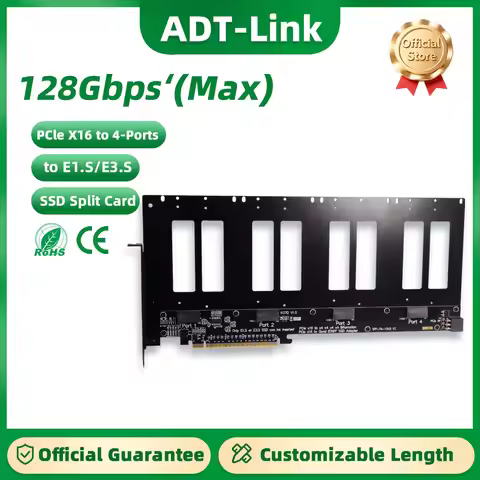 ADT-Link R37D Hard Drive Split Adapter Expansion Card PCIe to E1.S/E3.S(SFF-TA-1002) 128Gbps PCIe 5.
