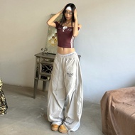 Quần Ống Rộng American Retro Street Style Dành Cho Nữ Quần Thể Thao Rộng Rãi Có Dây Rút Quần Thường