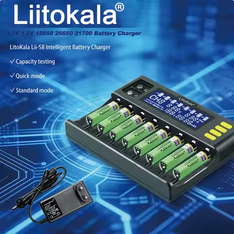 LiitoKala Lii-S8 18650 Battery charger 8-Slot Auto-Polarity Detect For 26650 21700 14500 10440 16340