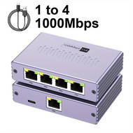 1 In 4 Out RJ45 Gigabit Ethernet Splitter High-Speed Network Switch, Support Cat5/5e/6/7/8 Network C