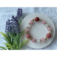 Botswana Red Jade and White Agate Onyx Bracelet