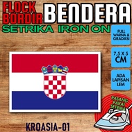 Flock iron-on Badge Patch with Flag Embroidery - CROATIA CROATIA [01]