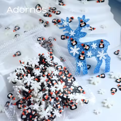 10g Winter Christmas Epoxy Resin Fillers Cute Penguin Snowflake Soft Clay Flake Resin Mold Filling D