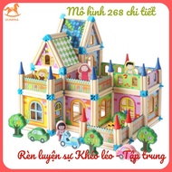 268-piece 3D wooden house model assembly toy
