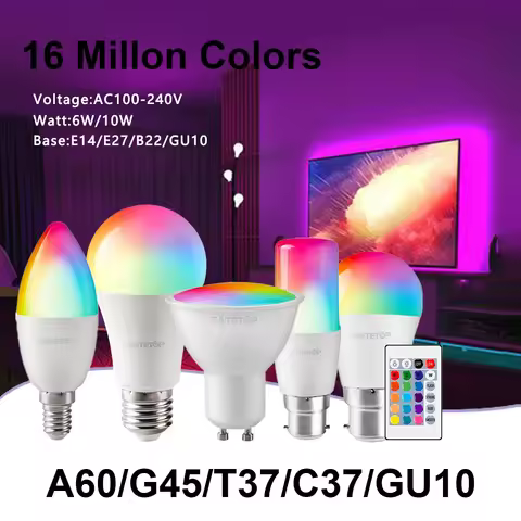 LED Smart RGBW infrared Remote Control Bulb GU10 A60 C37 G45 6W 10W color light dimming suitable for