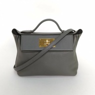 HERMES 2424mini210L積雨雲灰EC皮/Swift皮U刻金扣肩背包