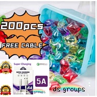 200pcs{Free 5A Micro Cable} Bigger Laundry Detergent Condensation Beads Washing Machine for Color En