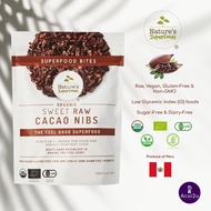 Nature's Superfoods Organic Sweet Raw Cacao Nibs, 150g Resealable Pack (with Yacon Syrup)