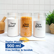 [Rtnid] TOPLES PLASTIK 1000ml TUTUP ULIR BENING UNTUK TEPUNG BUMBU DAPUR GULA TEH KOPI AESTHETIK FRE