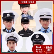 DOU~ uniform polis kanak kanak baju polis kanak kanak Kostum Polis Kecil Kanak-Kanak dengan Topi, Kanak-Kanak Lelaki dan Perempuan, Topi Polis, Topi Polis, Topi Latihan Khas, Beret