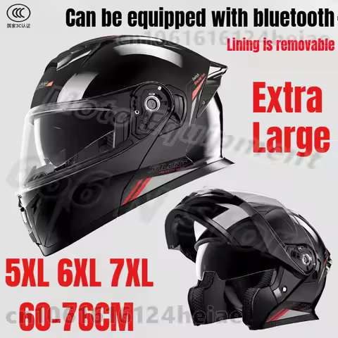 Extra Large 7XL 60-76cm Motorcycle Helmet 6XL Safety Helmet 5XL Motorcycle Double Mirror Face Up Hel