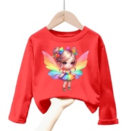 kaos anak perempuan gambar girl butterfly lengan panjang Tshirt kids 1-12 tahun k.138