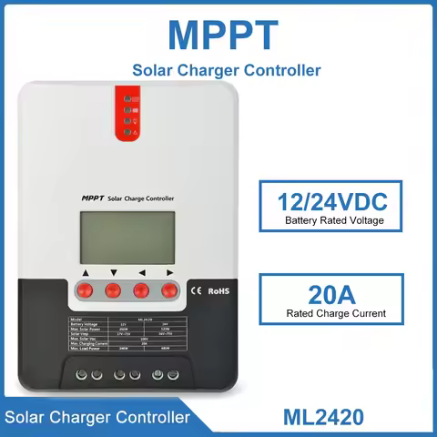 20A MPPT Solar Charge Controller ML2420 12V24VDC MPPT With Up To 99.9% Efhciency Historical Data Sto
