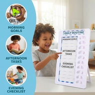 QIUJUU Kids Schedule Board, Reusable Erasable Self-discipline Tracker, Colorful Portable Kid-friendl