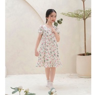 LEAH babydoll girl's dress designed with rough embroidered front buttons for a lovely lady for child