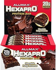 Allmax HexaPro Protein Bar with 20 g Protein Chocolate Fudge Brownie Pack of 12