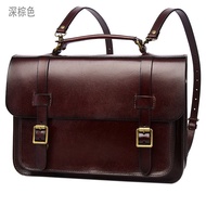 [Ready Stock Seckill] New Style Casual Business Cowhide Men British Shaped Postman Portable Backpack Briefcase Shoulder Messenger Cambridge Bag