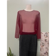 Japanese women's shirt made of thin red mesh, size m a84