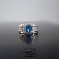 cincin lelaki biru aqua silver 925, cincin lelaki permata biru muda perak 925, silver 925 blue aqua 
