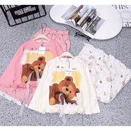 Code B99 - long-sleeved Bear t-shirt mixed with lace shorts for girls, large size