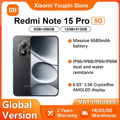 Global Version Xiaomi REDMI Note 15 Pro 5G smartphone 5G 6.83" 6580mAh 45W charging 200MP main camer