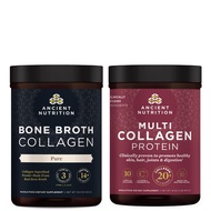 Ancient Nutrition Bone Broth Collagen Powder, Pure, 30 Servings + Multi Collagen Protein Powder, Unf