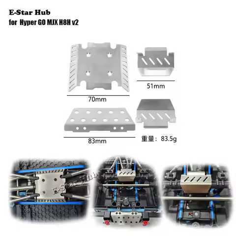 Front and Rear Chassis Armor Protector Skid Plate Stainless Steel for 1/8 Hyper GO MJX H8H Westward 