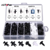 AUTOFun Auto Fastener Clip Mixed Car Body Push Retainer Pin Rivet Bumper Car Tools 100Pcs./Box