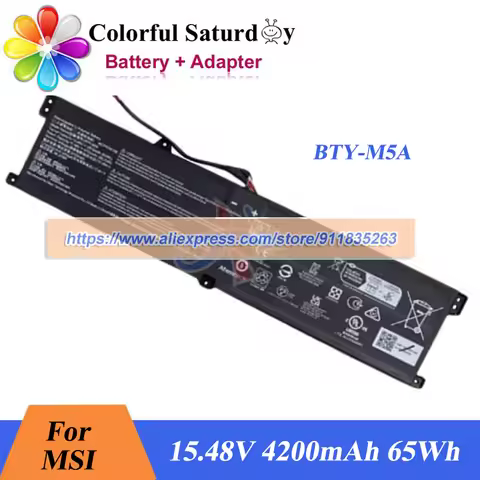 Genuine BTY-M5A Battery 15.48V 4200mAh 65Wh for MSI Laptop Battery