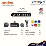 Godox C01 Kit2 Wireless Microphone for IP 15/16/17 & Android USB-C Mini Mic Noise Reduct 48kHz Audio