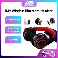 【Alpha Borong】 B39 Wireless Headset Bluetooth 5.0 Colorful LED Bass Stereo Wireless Headphones Ove-Ear Headphones