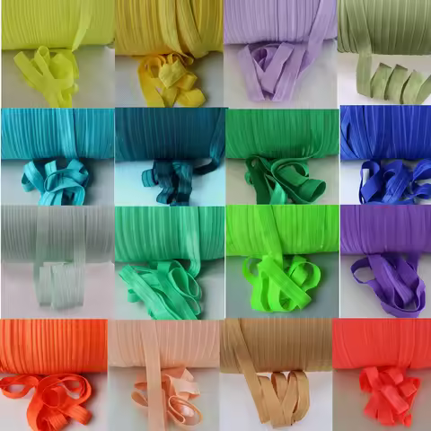 100yards 5/8" solid FOE fold over elastic stretch ribbon for DIY hair ties garment accessories