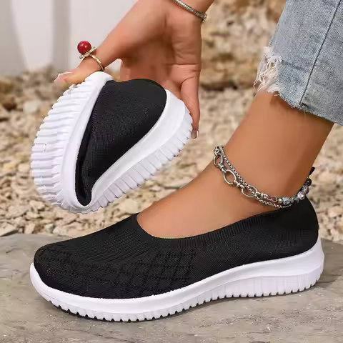 Plus Size 44 Women's Casual Flats Shoes Slip on Outdoor Lightweight Walking Shoes 2025 Summer Comfor