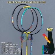 Nanoflr 28 Lbs Badminton Racket Carbon Tension 28 Lbs B66 Strings Bonus Bag and Grip