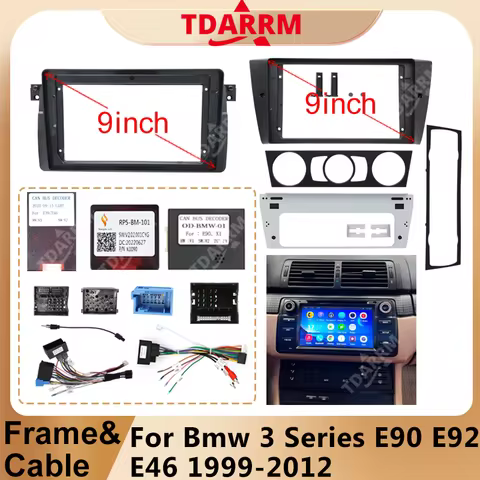 9 inch Car DVD Frame Audio Dash Trim Kits Facia Panel Radio Player screen 2 Din For BMW 3 Series E90